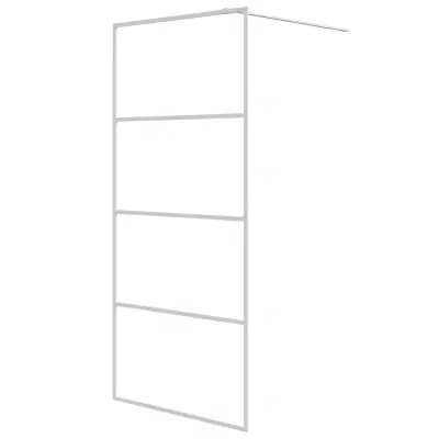 vidaXL Pregrada za tuš bela 90x195 cm prozorno ESG steklo