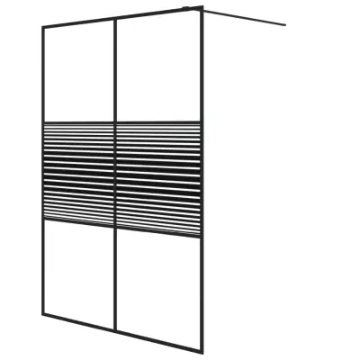 vidaXL Pregrada za tuš črna 140x195 cm prozorno ESG steklo