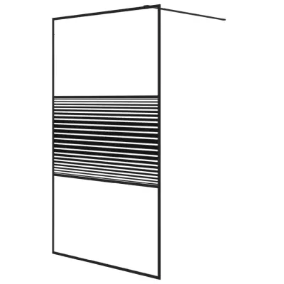 vidaXL Pregrada za tuš črna 115x195 cm prozorno ESG steklo