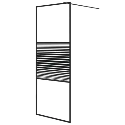 vidaXL Pregrada za tuš črna 80x195 cm prozorno ESG steklo