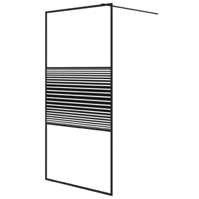 vidaXL Pregrada za tuš črna 100x195 cm prozorno ESG steklo