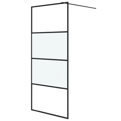 vidaXL Pregrada za tuš črna 90x195 cm delno motno ESG steklo