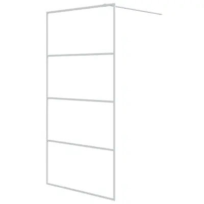 vidaXL Pregrada za tuš bela 100x195 cm prozorno ESG steklo
