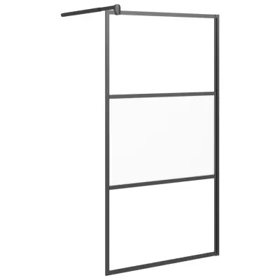 vidaXL Pregrada za tuš 100x195 cm delno motno ESG steklo črna