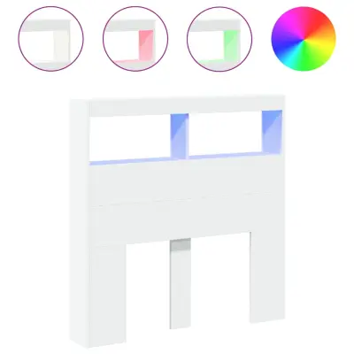 vidaXL Omarica za vzglavje postelje LED bela 100x17x102 cm