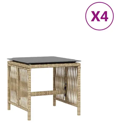 vidaXL Vrtni stolčki z blazinami 4 kosi bež 41x41x36 cm poli ratan
