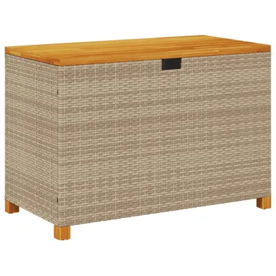 vidaXL Vrtna škatla za shranjevanje bež 110x55x63 cm PE ratan akacija