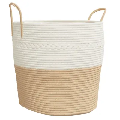 vidaXL Košara za shranjevanje bež in bela Ø43x38 cm bombaž