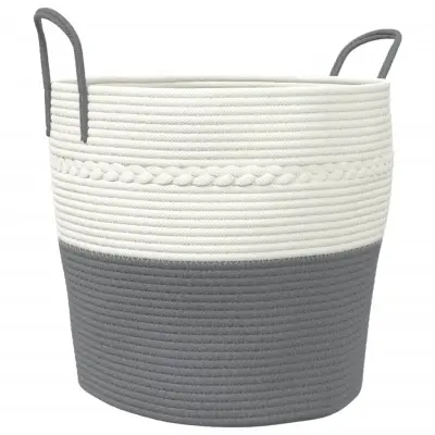 vidaXL Košara za shranjevanje siva in bela Ø43x38cm bombaž
