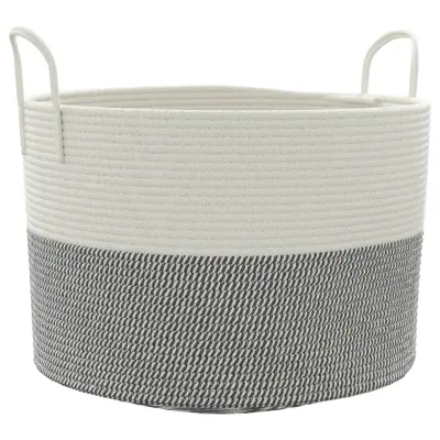 vidaXL Košara za shranjevanje siva in bela Ø51x33 cm bombaž