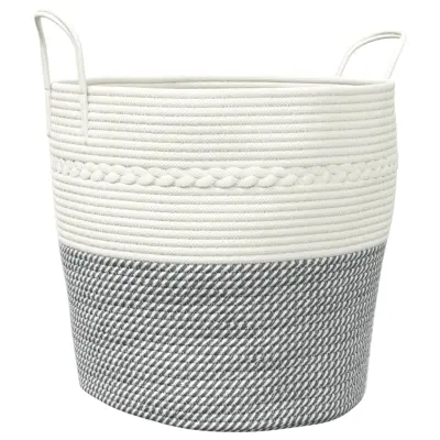 vidaXL Košara za shranjevanje siva in bela Ø43x38cm bombaž