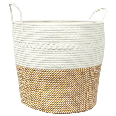 vidaXL Košara za shranjevanje rjava in bela Ø43x38 cm bombaž