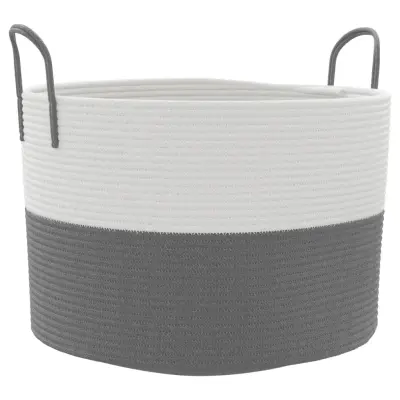 vidaXL Košara za shranjevanje siva in bela Ø51x33 cm bombaž