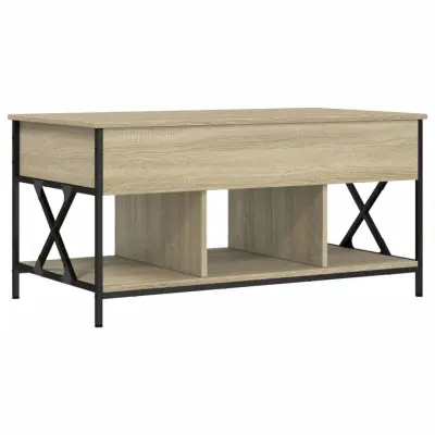 vidaXL Klubska mizica sonoma hrast 100x55x50 cm inž. les in kovina
