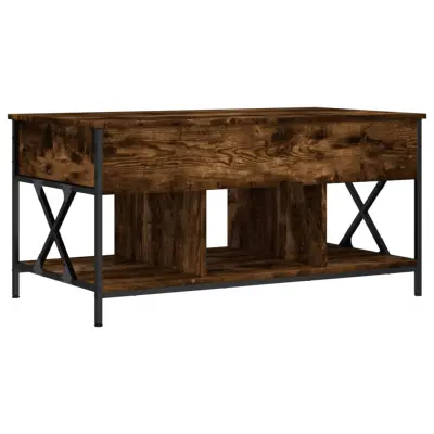 vidaXL Klubska mizica dimljeni hrast 100x55x50 cm inž. les in kovina