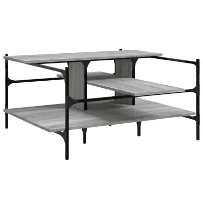 vidaXL Klubska mizica siva sonoma 100x100x48,5 cm inženirski les
