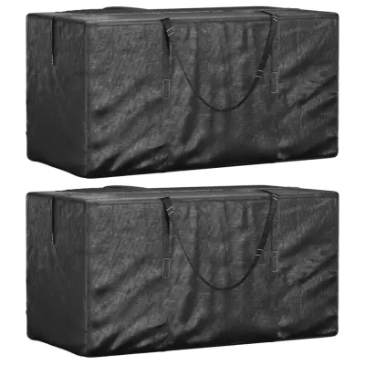 vidaXL Torba za shranjevanje vrtnih blazin 2 kosa črna 150x75x75 cm PE