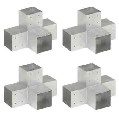 vidaXL Spojniki za stebre 4 kosi X oblike pocinkana kovina 101x101 mm