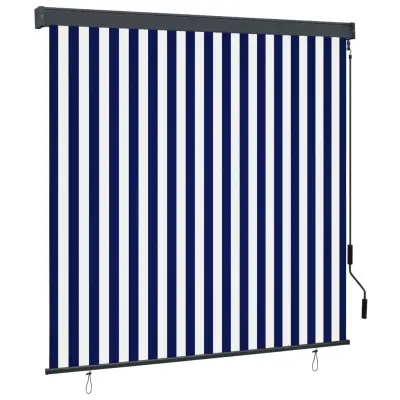 vidaXL Zunanje rolo senčilo 160x250 cm modro in belo
