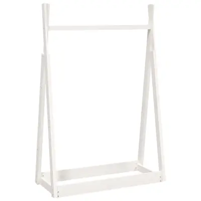 vidaXL Stojalo za oblačila belo 100x45x150 cm trdna borovina