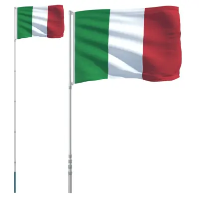 vidaXL Zastava Italije in drog 5,55 m aluminij