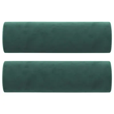 vidaXL Okrasna blazina 2 kosa temno zelena Ø15x50 cm žamet