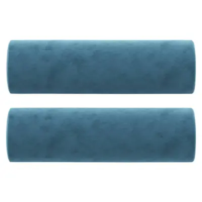 vidaXL Okrasna blazina 2 kosa modra Ø15x50 cm žamet