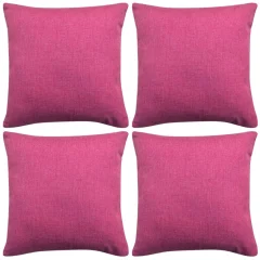 vidaXL Prevleke za Blazine 4 kosi Videz Platna Roza 40x40 cm