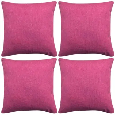vidaXL Prevleke za Blazine 4 kosi Videz Platna Roza 40x40 cm