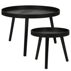 Home&Styling Stranska mizica 2 kosa okrogla črna
