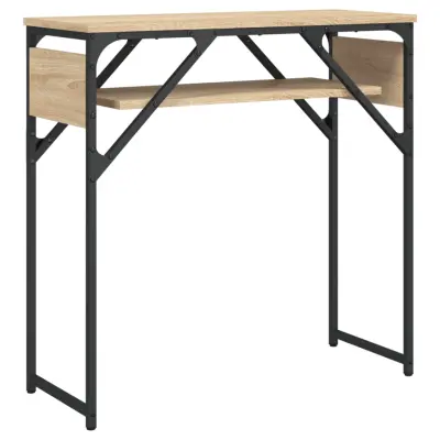vidaXL Konzolna mizica s polico sonoma hrast 75x30x75 cm inž. les
