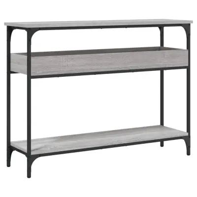 vidaXL Konzolna mizica s polico siva sonoma 100x29x75 cm inž. les