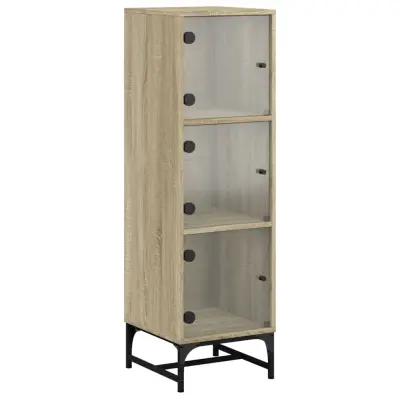 vidaXL Visoka omara s steklenimi vrati sonoma hrast 35x37x120 cm