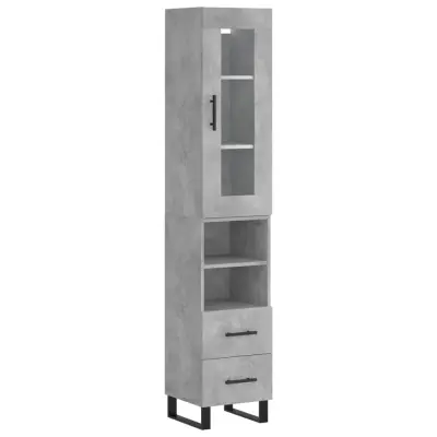vidaXL Visoka omara betonsko siva 34,5x34x180 cm inženirski les