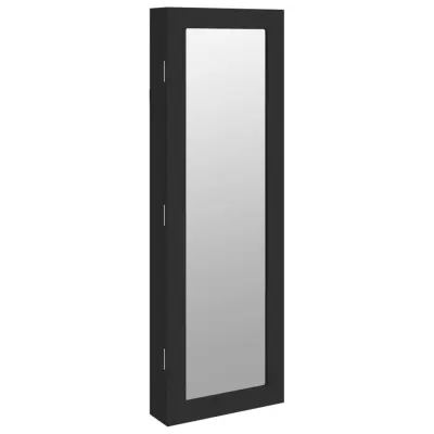 vidaXL Omarica za nakit z ogledalom stenska črna 30x8,5x90 cm