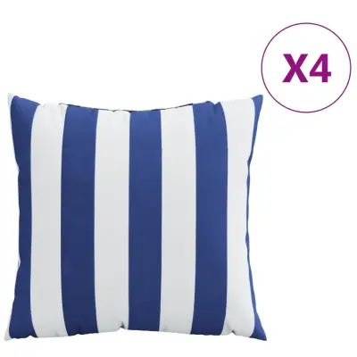 vidaXL Okrasne blazine 4 kosi modre in bele črte 60x60 cm blago