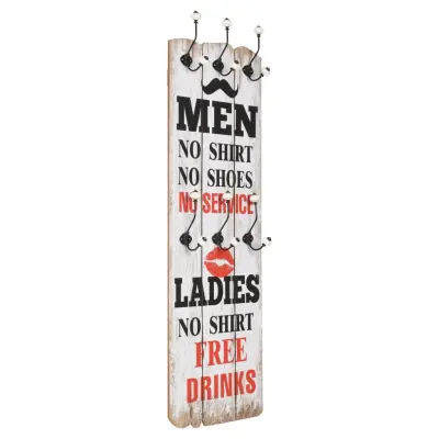 vidaXL Stenski obešalnik s 6 kljukicami 120x40 cm MEN LADIES