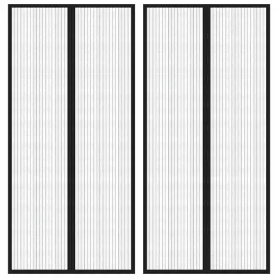 vidaXL Zavesa proti mrčesu 2 kosa z magnetnimi bloki črna 220x110 cm