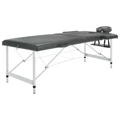 vidaXL Masažna miza z 2 conama aluminijast okvir antracitna 186x68 cm