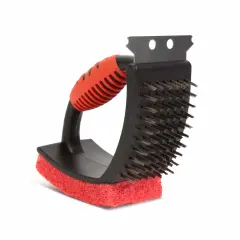 Krtača za čiščenje žara z gobico z ergonomskim ročajem