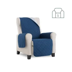 Dvostransko pregrinjalo za fotelj - enosed 55x200 cm modra / svetlo siva EU kvaliteta