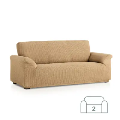 Premium raztegljiva prevleka za kavč - dvosed 130-180 cm bež stretch EU kvaliteta