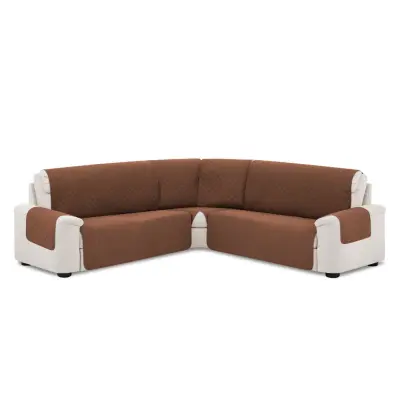 Dvostransko pregrinjalo za kotno sedežno garnituro 160x60x60x160 cm bež / rjava EU kvaliteta