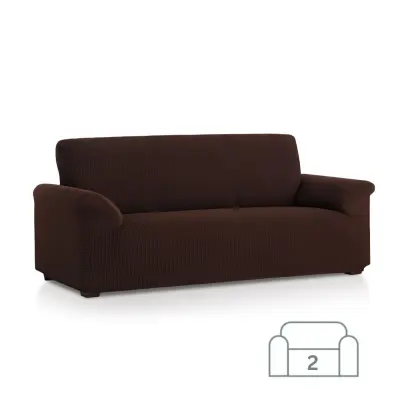 Premium raztegljiva prevleka za kavč - dvosed 130-180 cm rjava stretch EU kvaliteta