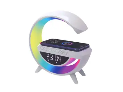 LTC namizna RGB svetilka-ura-budilka z brezžičnim polnilcem, Bluetooth, FM