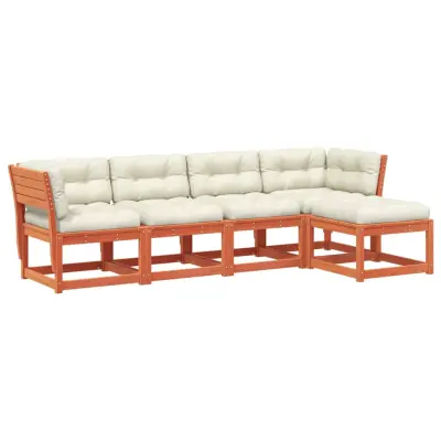 vidaXL Vrtna sedežna garnitura 5-delna z blazinami voščeno rjava