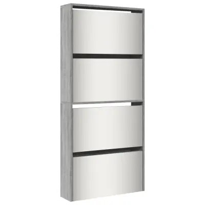 vidaXL Omarica za čevlje z ogledalom 4-nadstropna siva 63x17x134 cm