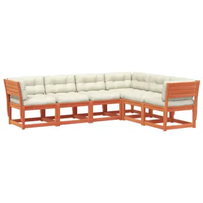 vidaXL Vrtna sedežna garnitura 6-delna z blazinami voščeno rjava