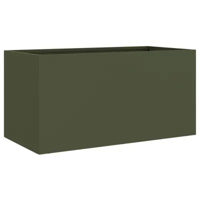 vidaXL Cvetlično korito olivno zeleno 62x30x29 cm jeklo