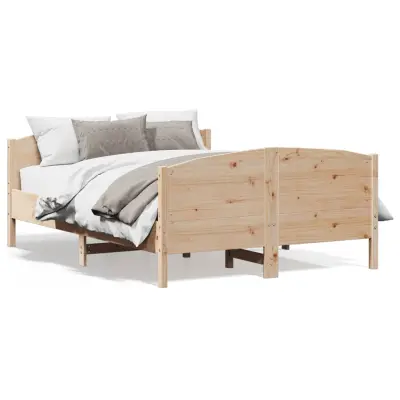 vidaXL Posteljni okvir brez vzmetnice 135x190 cm trdna borovina